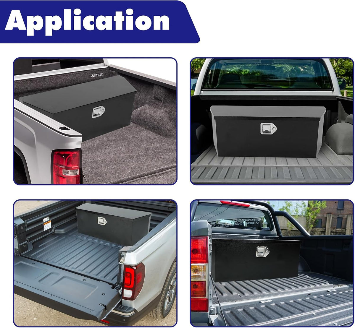 Underbody Truck Tool Box Steel Storage Trailer Flat Bed Pickup Trailer w/Lock & Keys,35x11.8x11.8 Inch Heavy Duty Black Truck Box