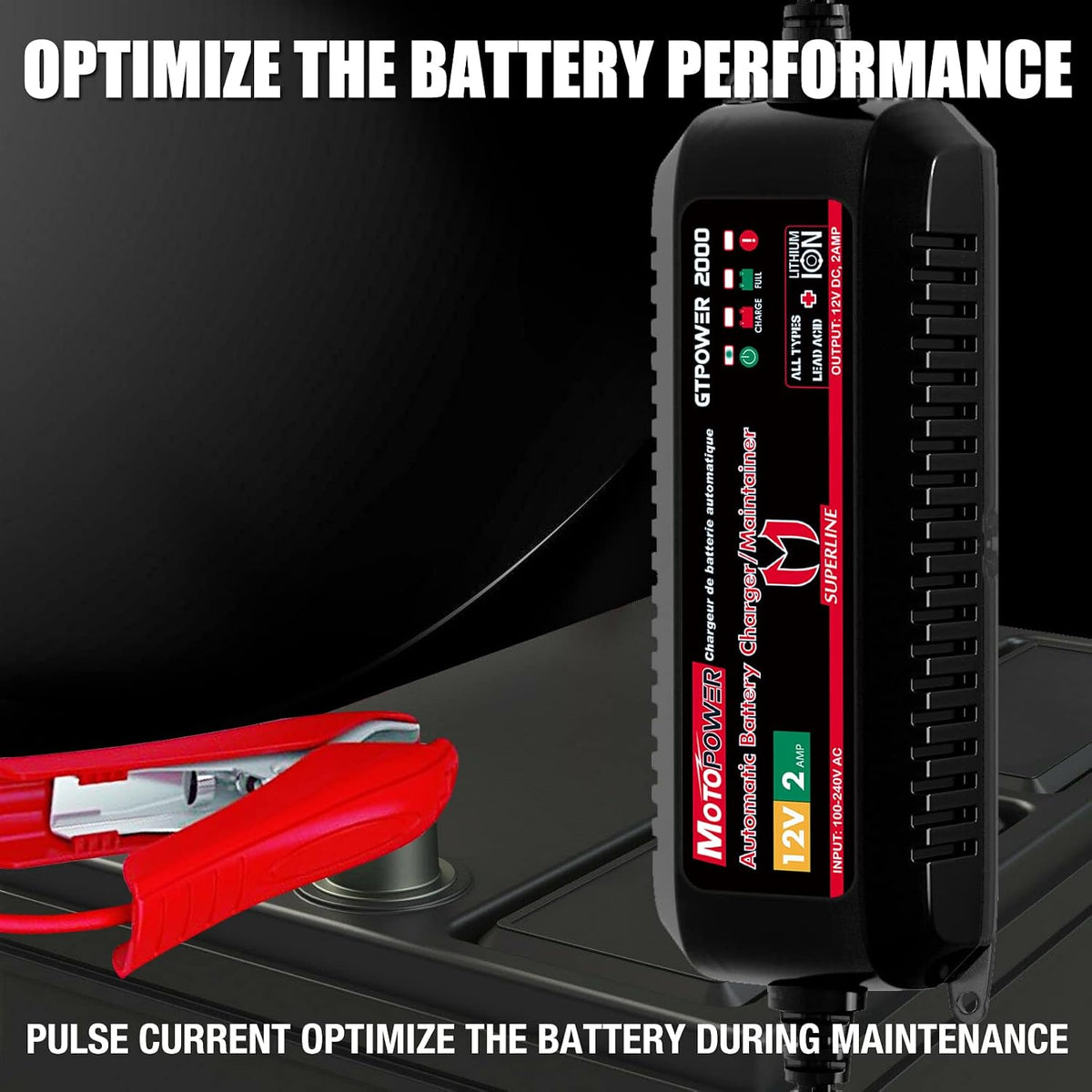 MOTOPOWER MP00207A 12V 2Amp Automatic Battery Charger Maintainer