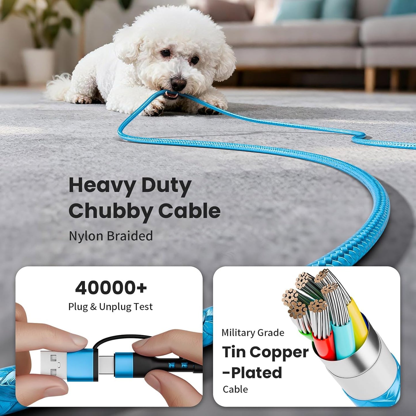 [2Pack,5FT] Travel Essentials, 3 in 2 USB A/C Cable to iPhone 17 Charger/iWatch Charger/IP, Braided Multi Charging Cable Cord, RV Camping Essentials, Designed for iWatch Series & iPhone17-11/iPad