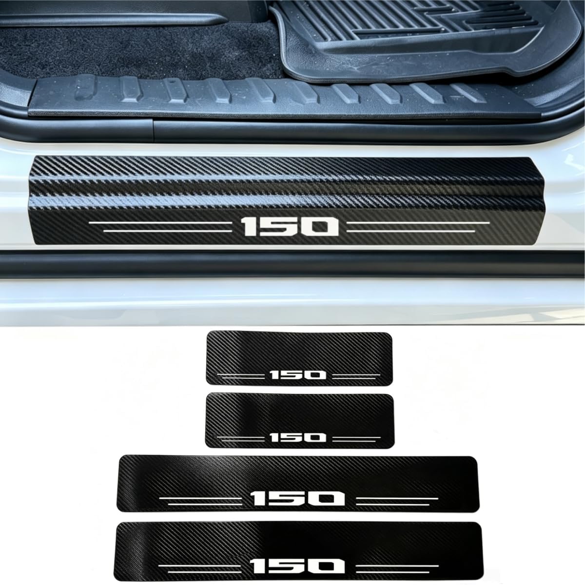 Door Sill Protector for F-250 Super Duty Car Accessories Car Door Entry Guard Sill Protector with Plastic Scraper Carbon Fiber Leather Threshold Stickers
