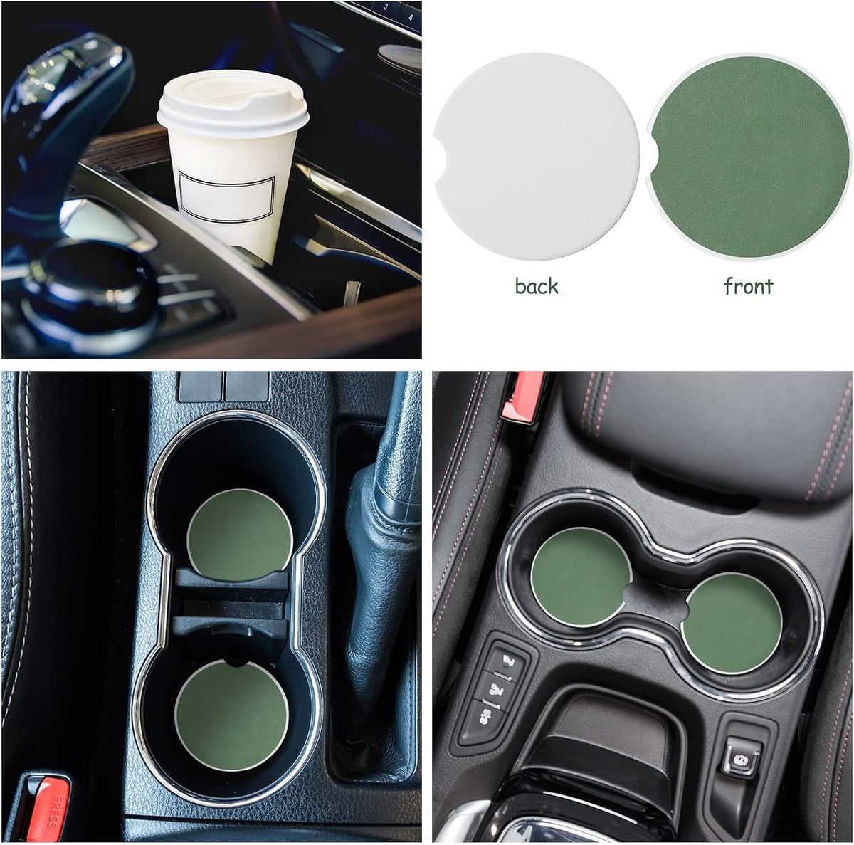 BBTO 4 Pcs Steering Wheel Cover Coasters Daisy Clip Ornament,Sage Green