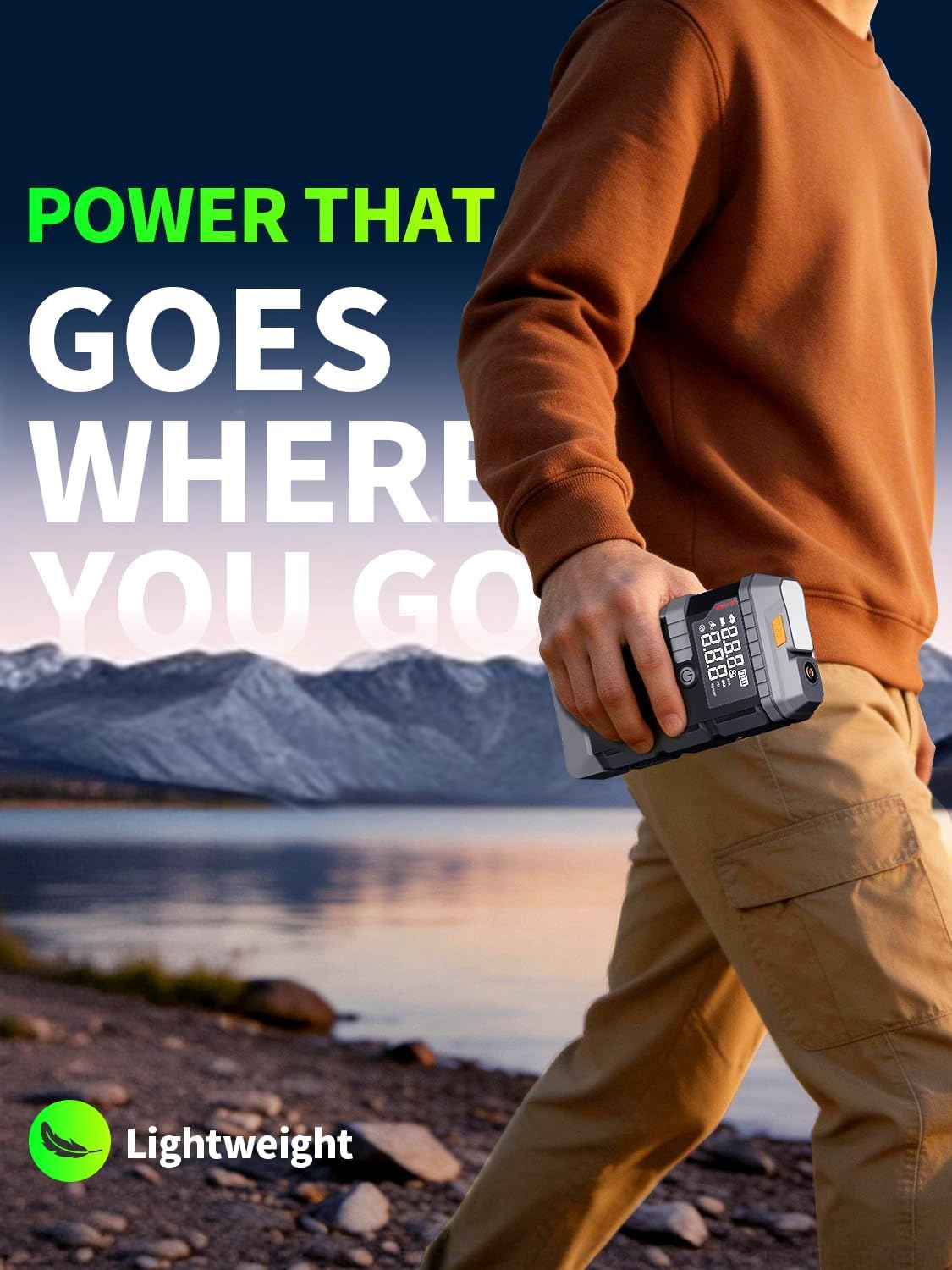 Portable Car Battery Jump Starter with Air Compressor (All Gas/12L Diesel)
