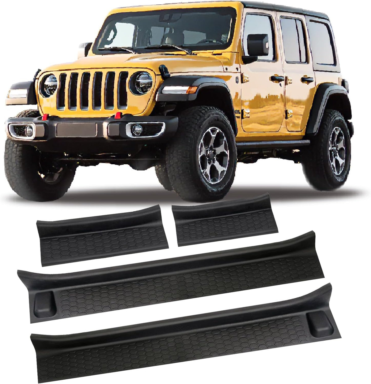 4PCS for Jeep Gladiator Door Sill Guards Kit for 2018-2026 Jeep Wrangler Accessories Door Entry Guard Protector for 2020-2025 Jeep Gladiator JT Accessories Car Door Sill Protector for Jeep Wrangler JL
