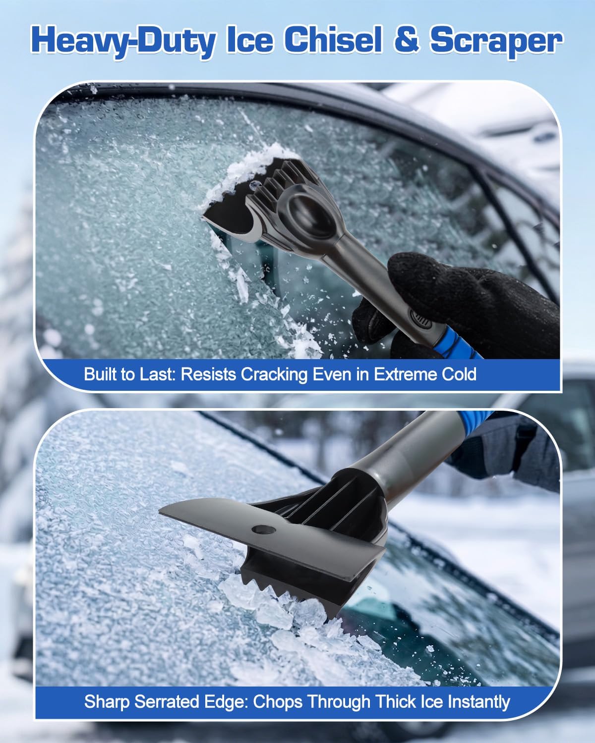 39.5" Snow Brush with Ice Scraper & Squeegee for Car Windshield