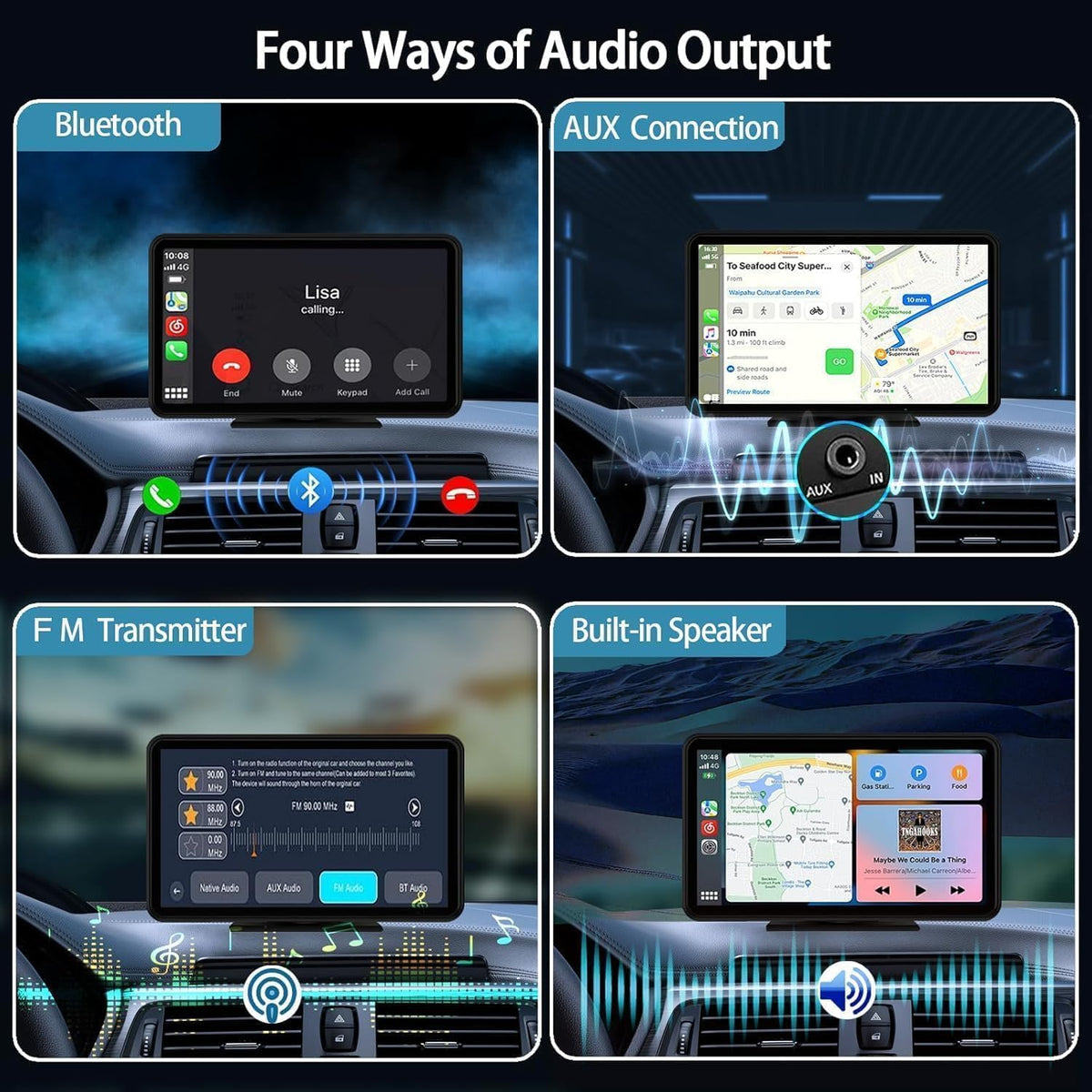 Eleacc Premium Apple CarPlay Screen for Car, Bluetooth, Backup Camera, 7"HD