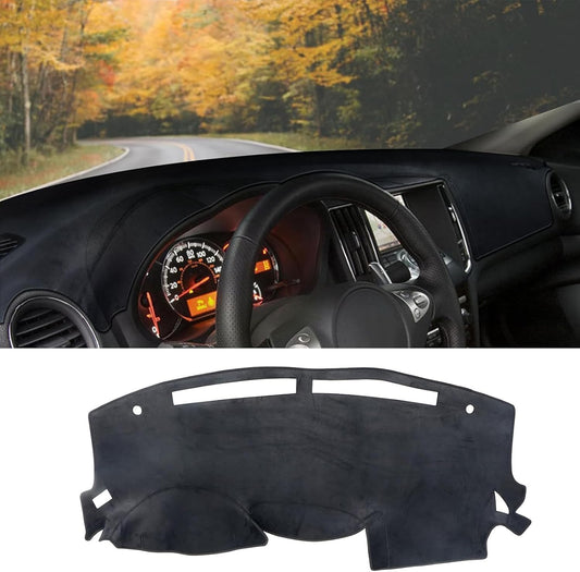 Flannel Dash Cover Dashboard Mat Custom Fit for Nissan Maxima 2009-2015 with Cutout for Sensors Accessories Dash Mat Pad Carpet Protector Black