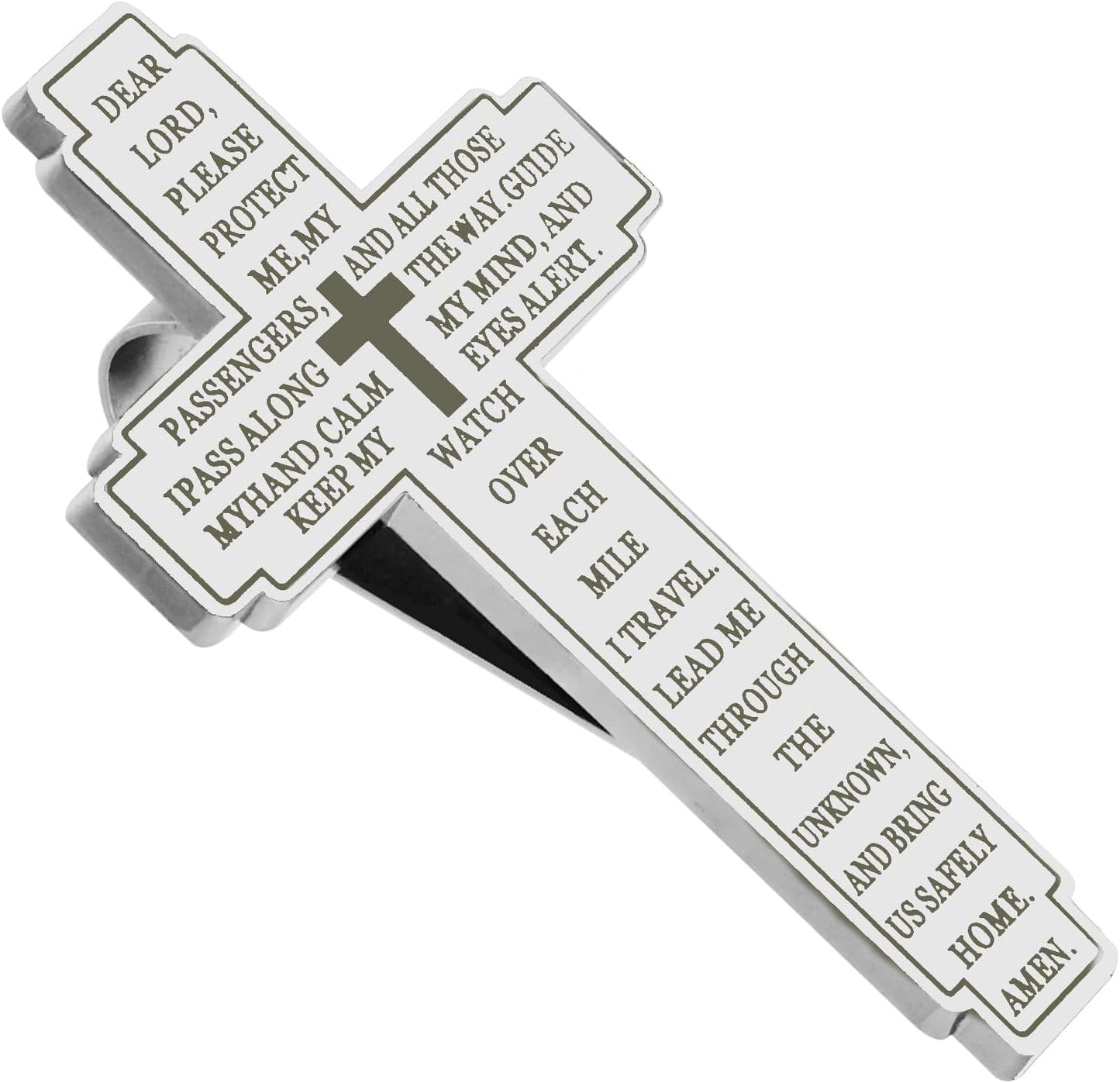 2 Pack Drive Safe Visor Clip for Car, Christian Cross Car Accessory, Religious Cross Visor Ornament for Drivers, Spiritual Car Charm Gift Idea, Silver
