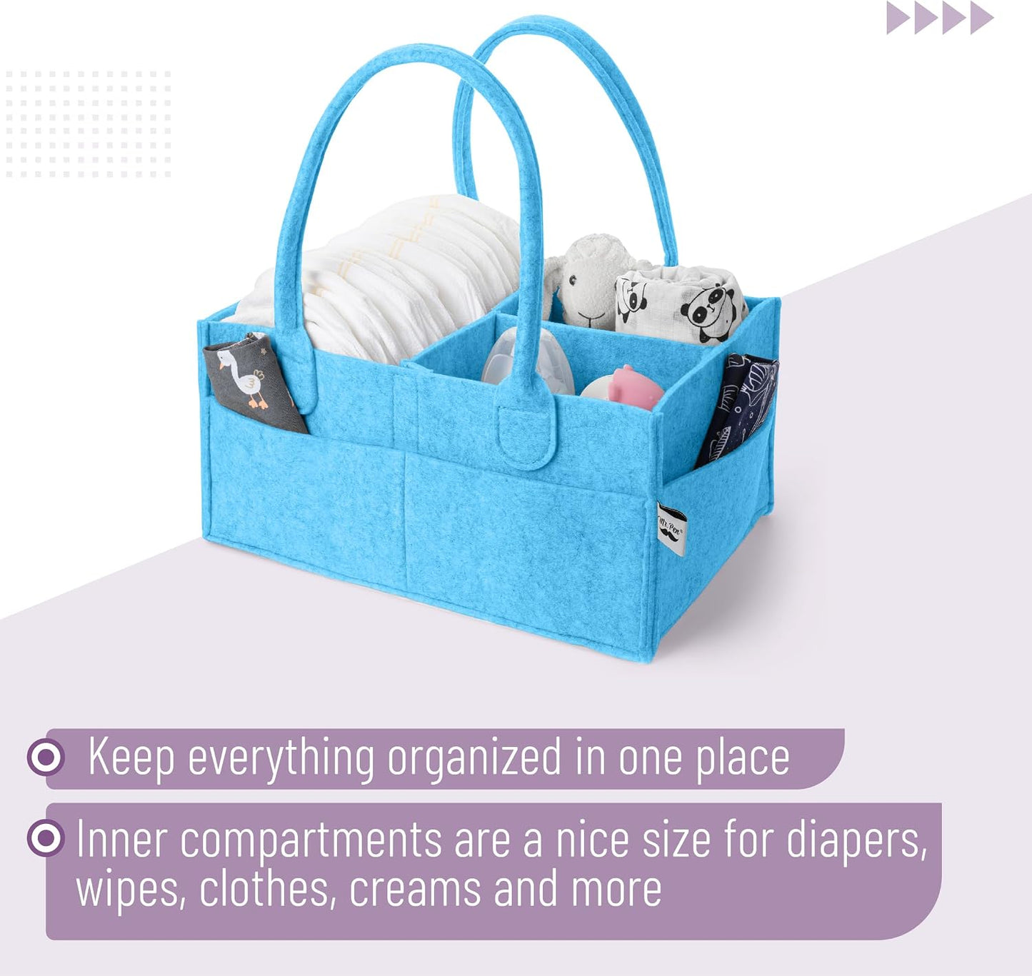 Mr. Pen- Baby Diaper Caddy Organizer, Blue | Nursery Storage Bin and Car Organizer for Diapers and Baby Wipes
