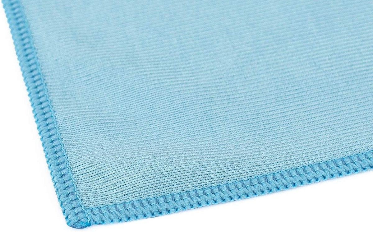 The Rag Company - Premium Window, Glass, Mirror & Chrome Detailing Towels - Professional Korean 70/30 Microfiber Blend, Lint-Free, Streak-Free, 350gsm, 16in. x 16in, Light Blue (5-Pack)