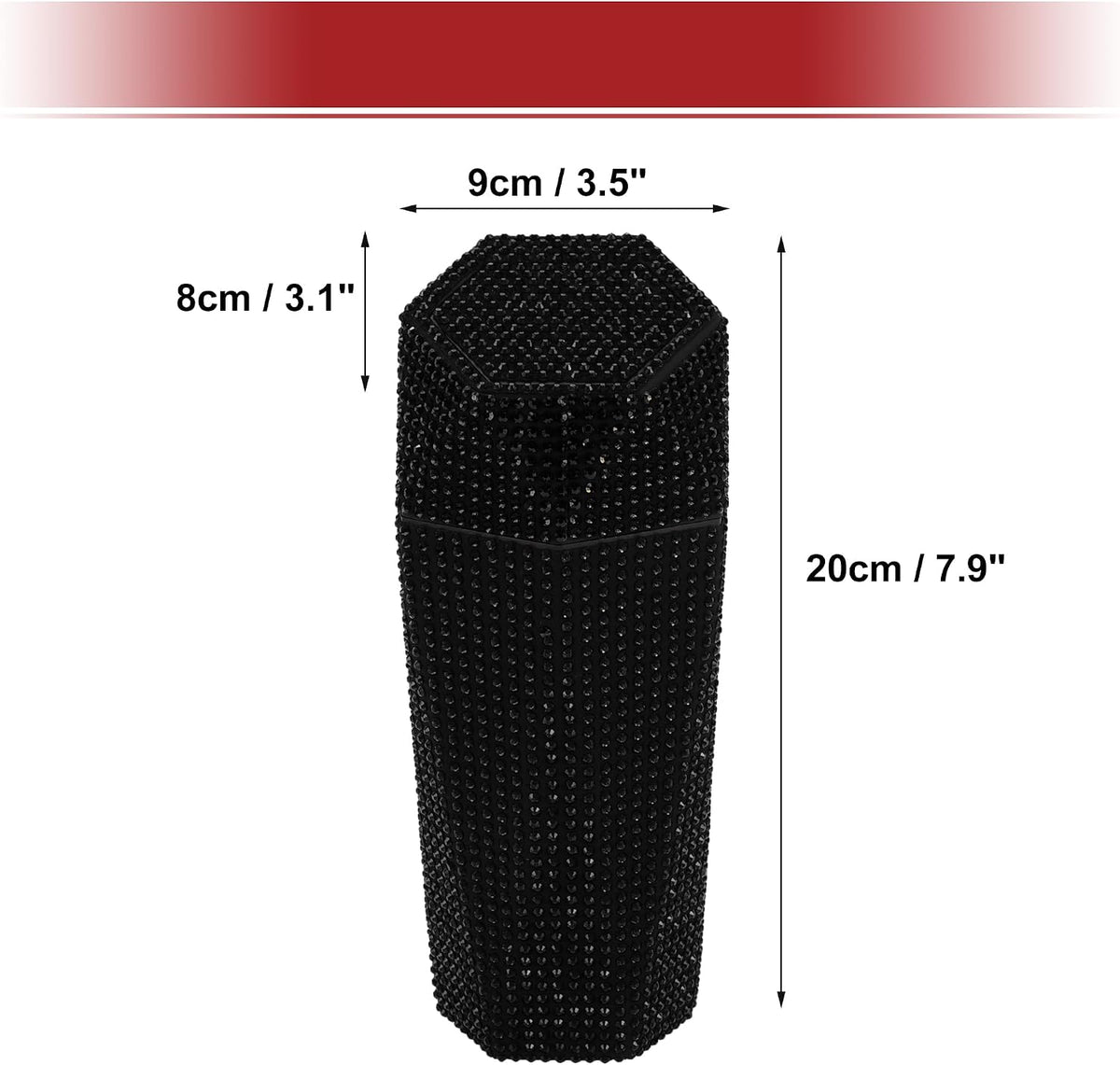 ACROPIX Car Trash Can Trash Bin Rhinestones Portable 3.5" Length 3.1" Width 7.9" Height Black Rhinestone Plastic