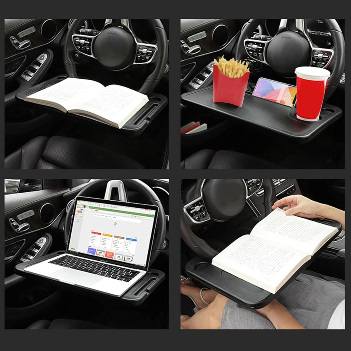 Automobile Steering Wheel Desk for Ram 2500/3500 Crew Cab 2019-2024, Car Tray Portable Vehicle Laptop Holder Table Auto Mount Interior Accessories,Black