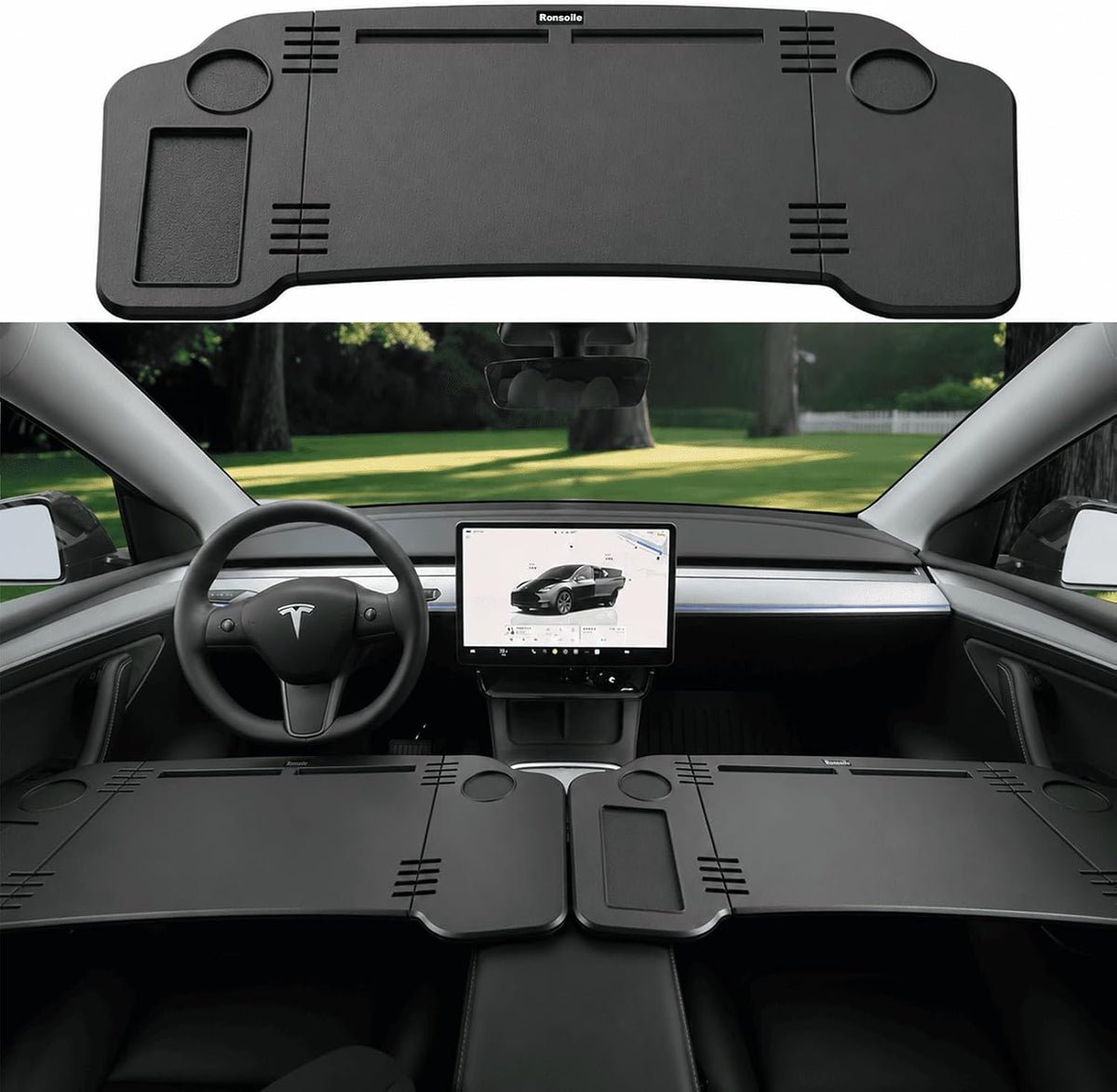 Car Desk for Tesla Model 3 Y, Foldable Tesla Desk for Laptop, Car Table Tray for Tesla Passenger Seat, Tesla Table Travel Tray for Kids, Food & Tablets, Tesla Tray Long Trip Essentials
