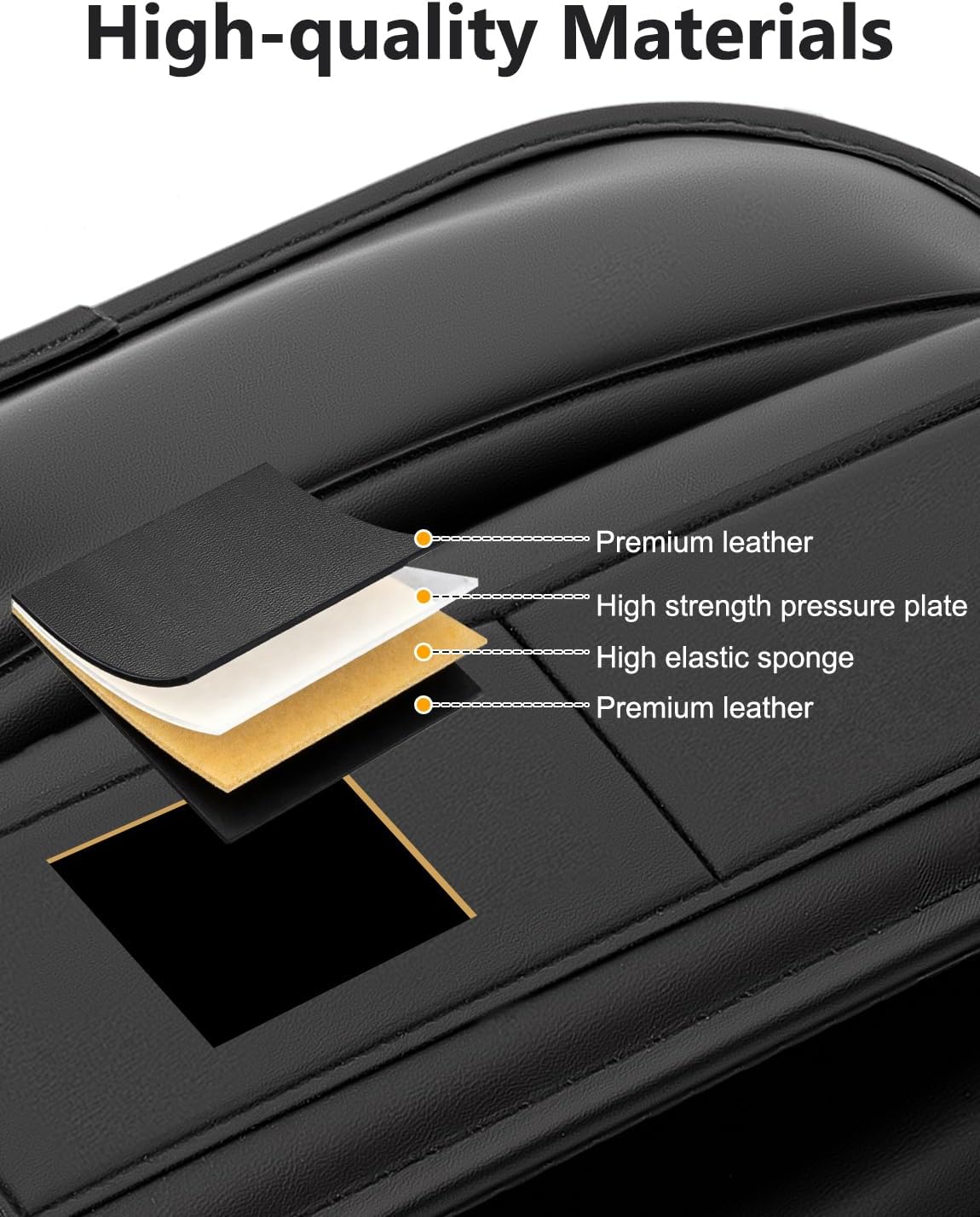 2 Pack Car Universal Fit Seat Gap Filler Organizer, Premium Leather Front Car Gap Filler, Center Console Seat Side Organizer with Card Slots for Car, SUV Truck, Easy Access to Phone, Sunglasses, Key