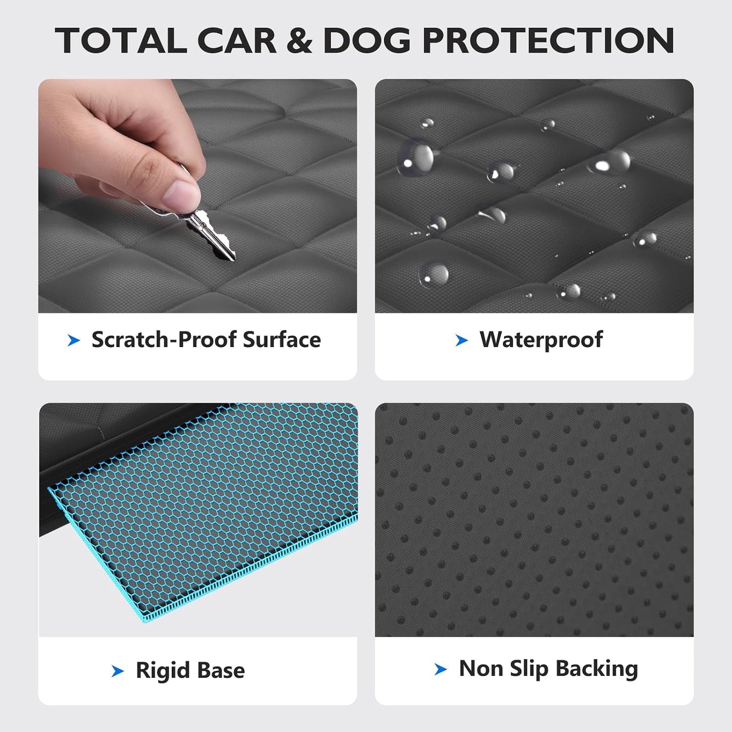 Back Seat Extender for Dogs-Large Space, Hard Bottom Egg Crate Foam Soft Dog Car Seat Cover, Sturdy Backseat Extender for Dogs, Waterproof Pet Car Bed Dog Hammock for Car, SUV, Truck