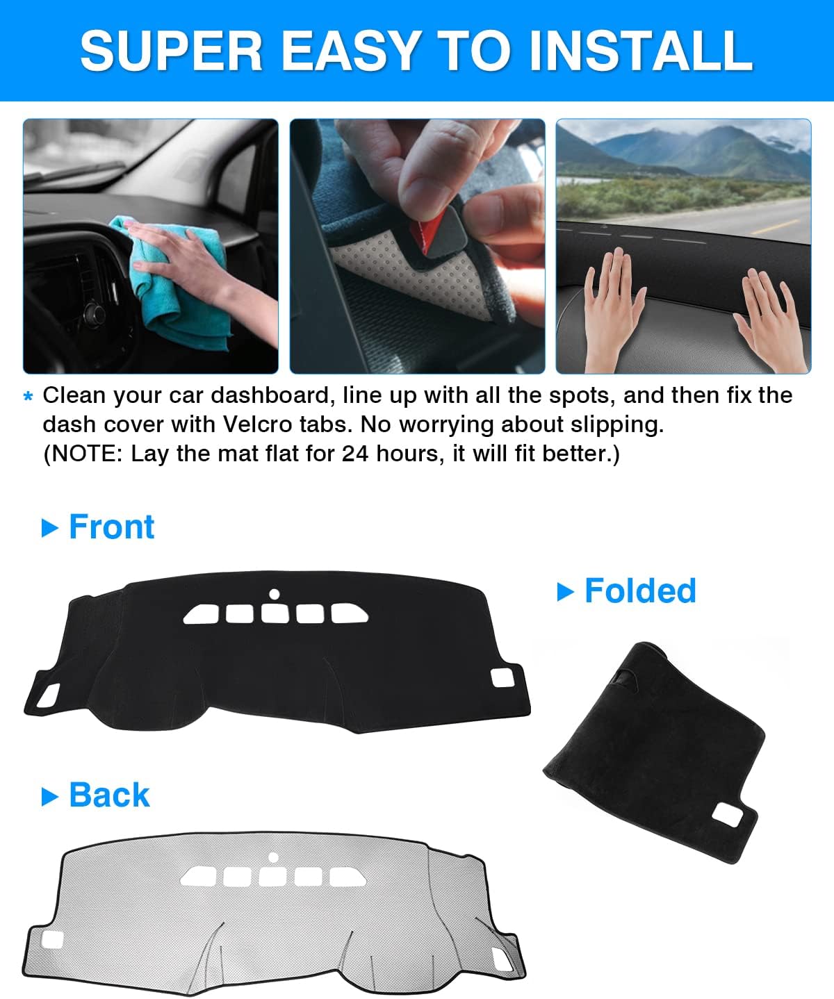 Autorder Dashboard Cover Mat for 2007-2013 Chevy Chevrolet Silverado/GMC Sierra/Avalanche, 2007-2014 GMC Yukon/Chevrolet Tahoe/Suburban with 2 Glove Boxes Accessories Dash Cover Flannel Dash Mat