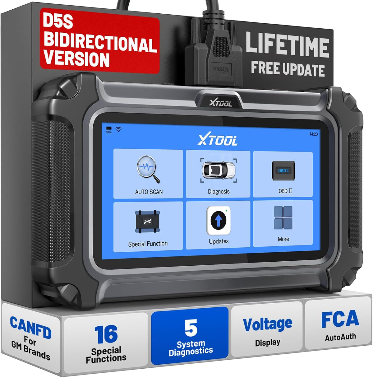 XTOOL D5X Bidirectional OBD2 Scanner -16 Resets, Engine ABS SRS Scan Tool