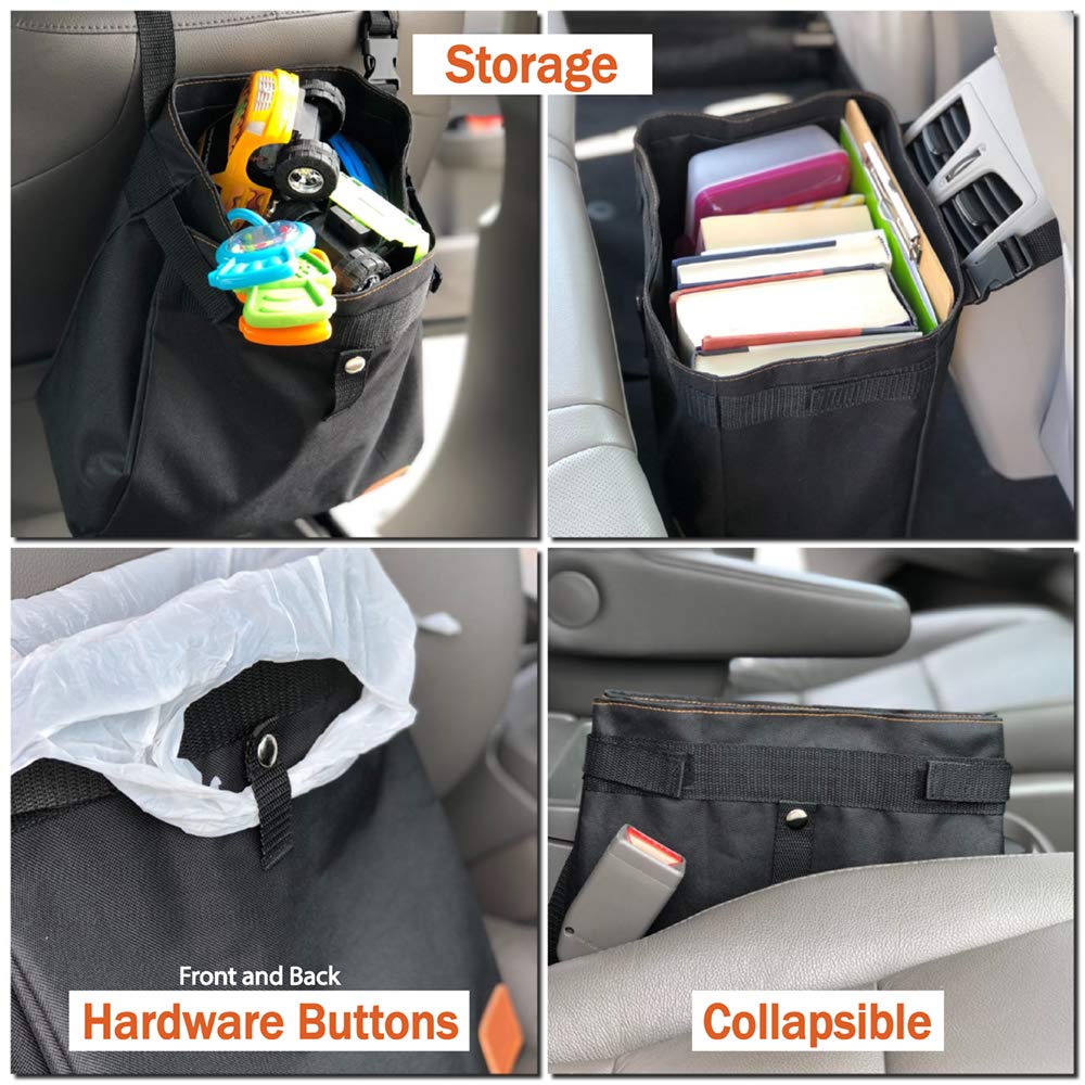 Car Trash Can Hanging for Headrest, Extra Large Waterproof Auto Garbage Bag Organizer, Collapsible Vehicle Waste Bin (Navy Blue)