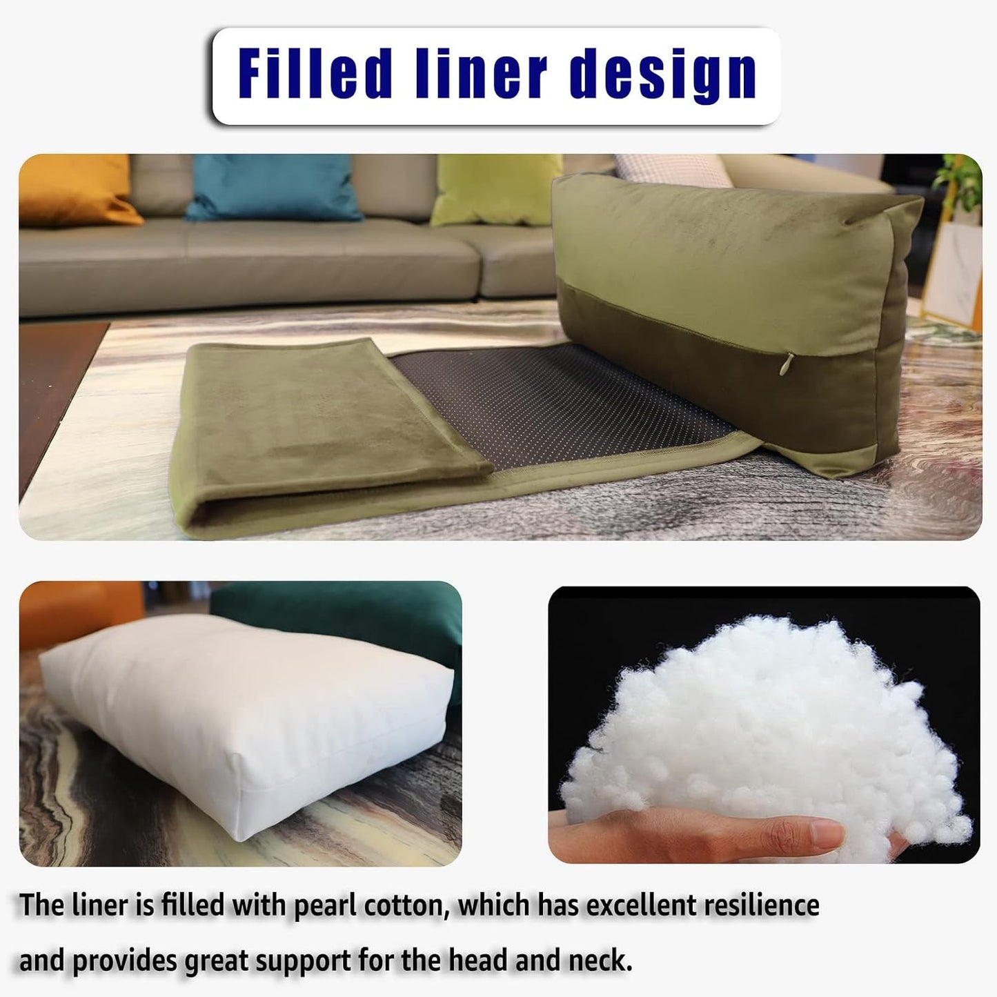 Non-Slip Head Pillow for Recliners - Neck Support Cushion with Velvet Cover for Pain Relief at Home, Office and Travel (Camel)