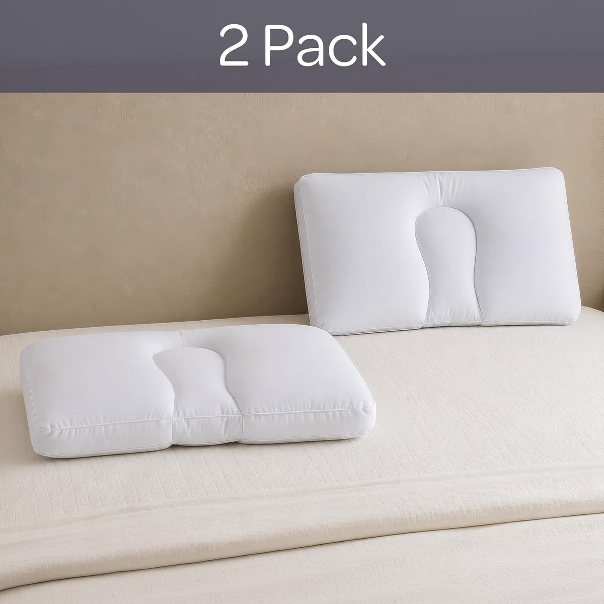 Bluestone Microbead Neck Pillows for Sleeping, White, Set of 2, 20.5”x11”x4”