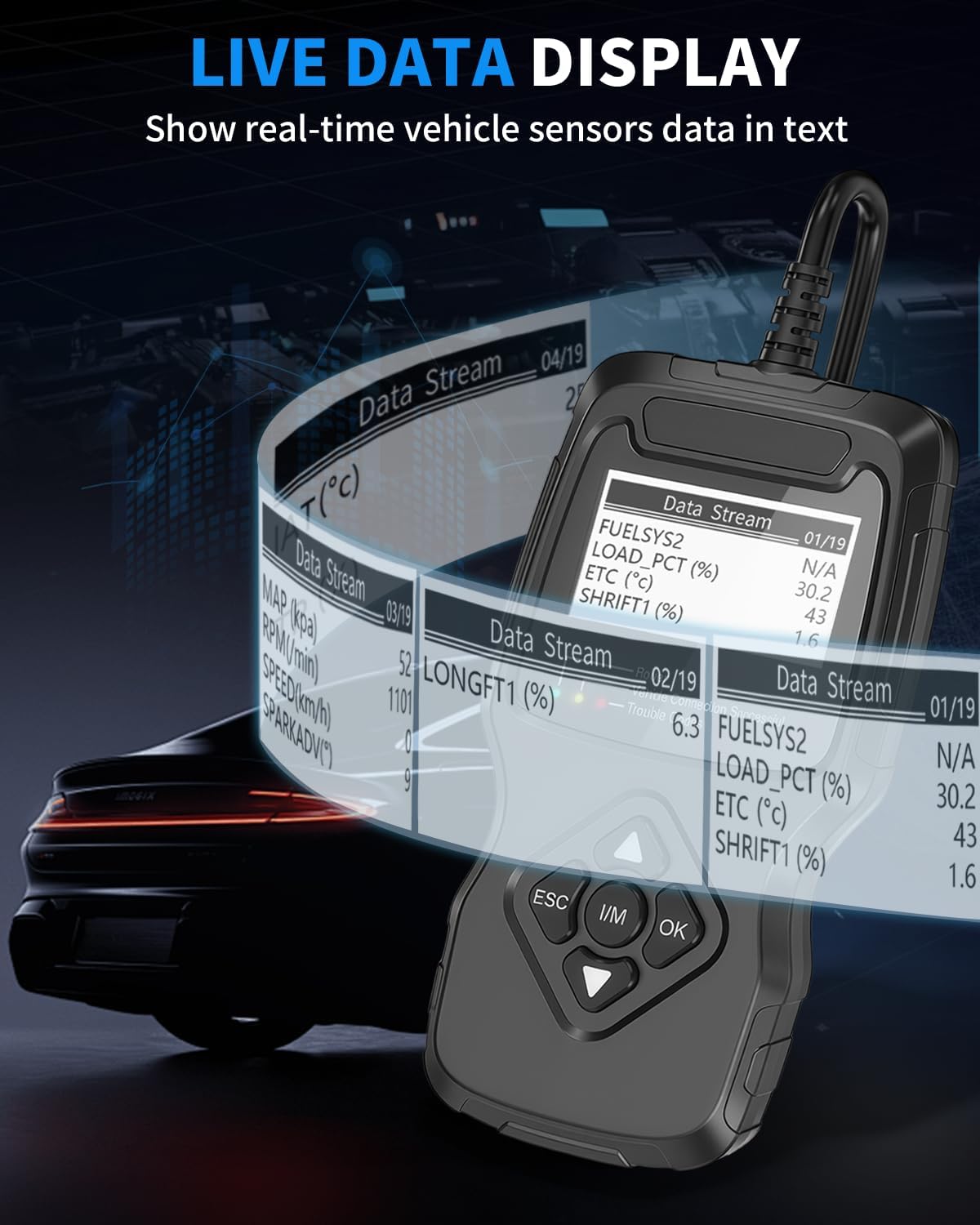 Car OBD2 Scanner, FIRSTOOL OBD2 Scanner Diagnostic Code Reader Tool with I/M Readiness, Battery Tester, Check Engine Light with Reset, OBDII/EOBD Car Diagnostic Scanner for All Vehicles After 1996