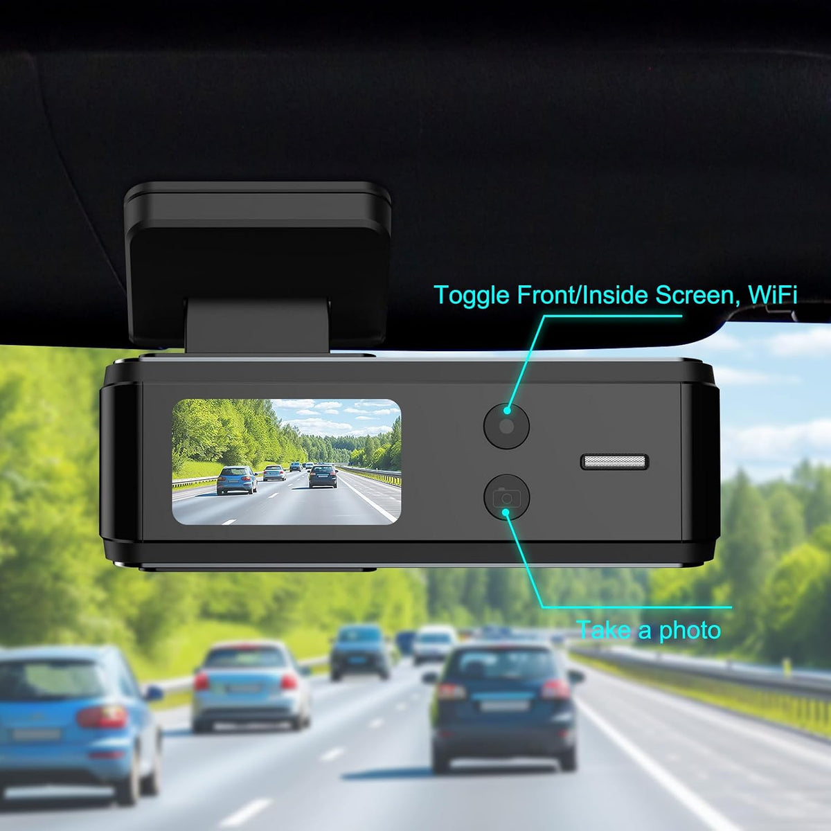 4K Dash Cam, Front and Rear Dual Dash Camera for Cars with 64GB Card, 5.8GHz WiFi, 360° Swivel Rear Camera, App Control, WDR, G-Sensor, Night Vision, Loop Recording, Parking Mode