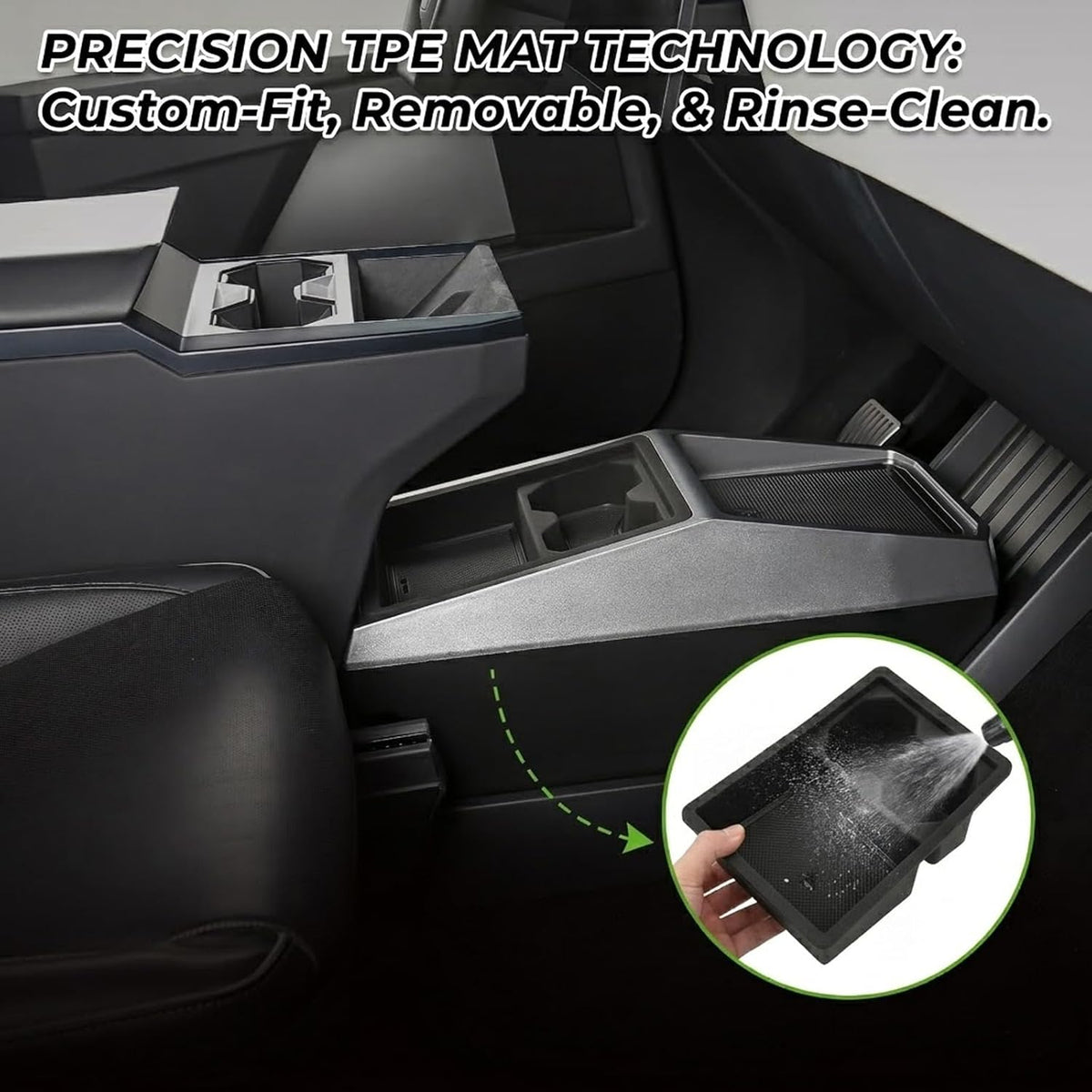 Floor Center Console Organizer for Tesla Cybertruck 2024-2026, Cybertruck Accessories Interior Storage Box, Double Layer Tray Insert, Anti-Slip TPE Console Organizer
