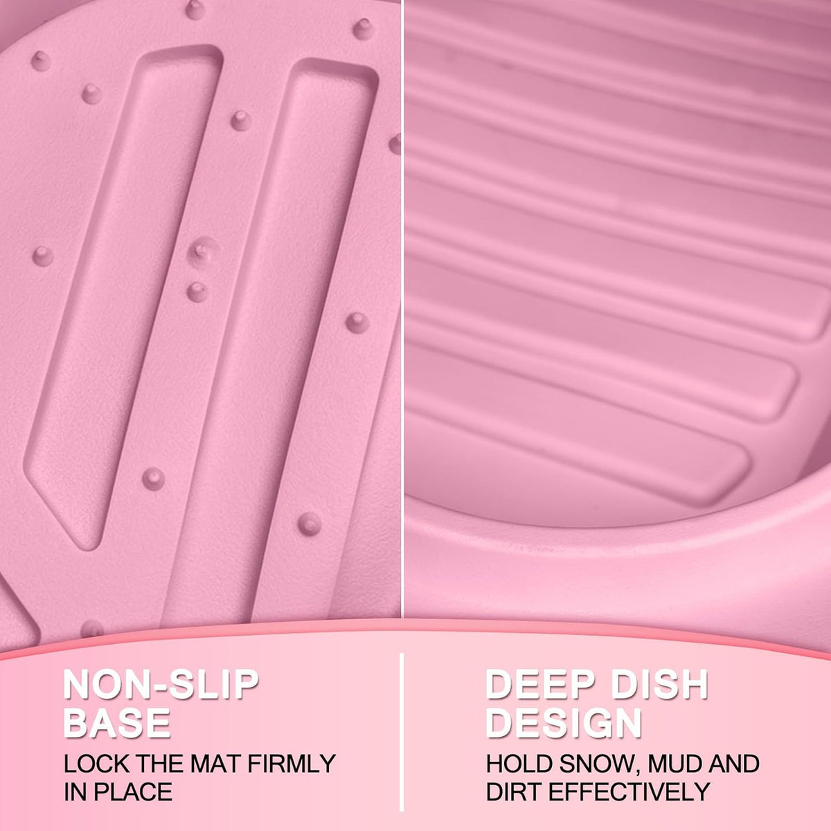 Floor Mats Universal 4‑Piece All‑Weather Trimable Floor Mats, Pink