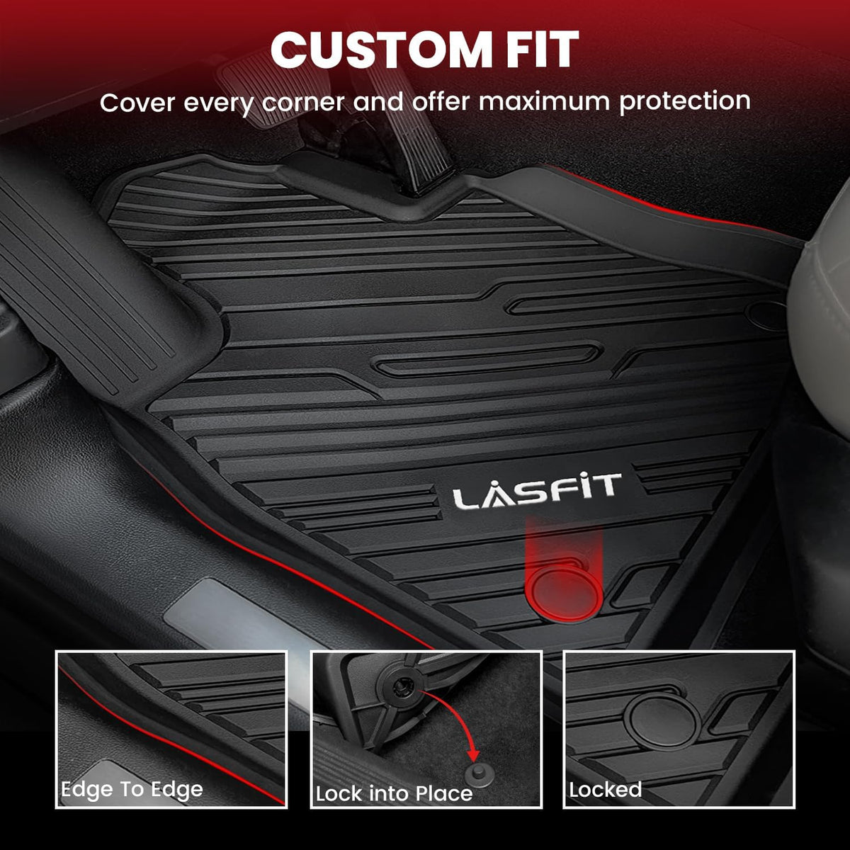 LASFIT Floor Mats for Ford Explorer 6 Seats with Second Row Center Console