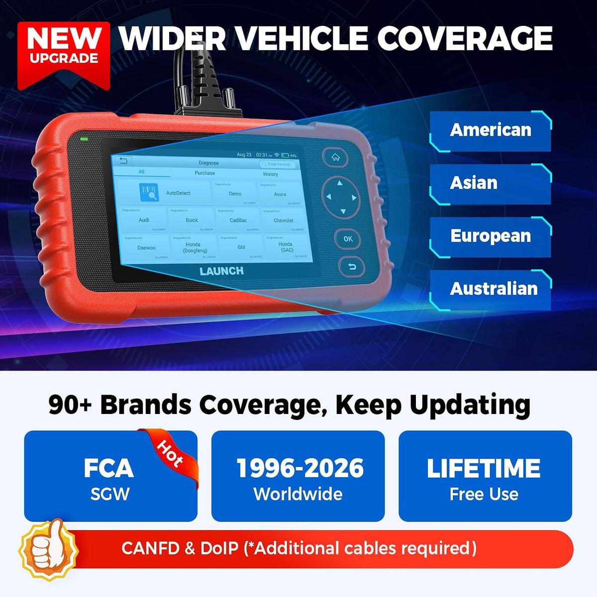 LAUNCH OBD2 Scanner CRP129X V3.0 Elite Scan Tool, 12 Resets Lifetime Update