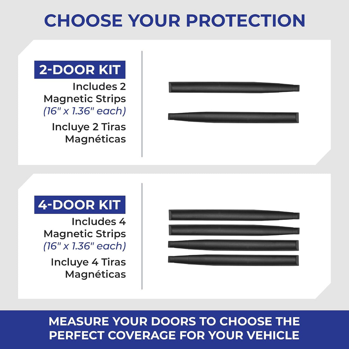 Dent Prevent Magnetic Car Door Protector Strips – Removable Guard to Prevent Dents, Dings & Scratches on Metal Vehicle Doors, 2-Strip Set, Matte Black