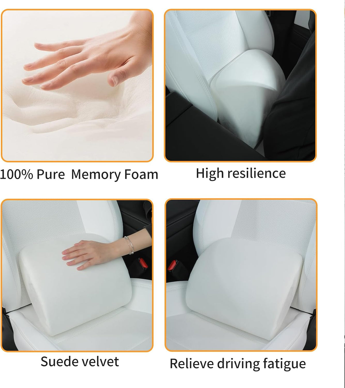 Memory Foam Lumbar Support Pillow for Tesla White 1pc