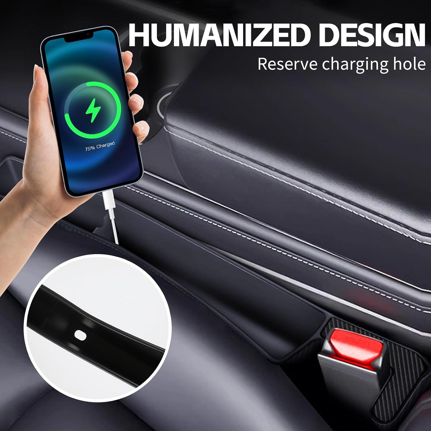 2PCS Car Seat Gap Filler Organizer, Multifunctional Seat Gap Storage Box for Phone Key, Stop Things from Dropping Between Seat and Console, Universal Interior Car Accessories (Black)