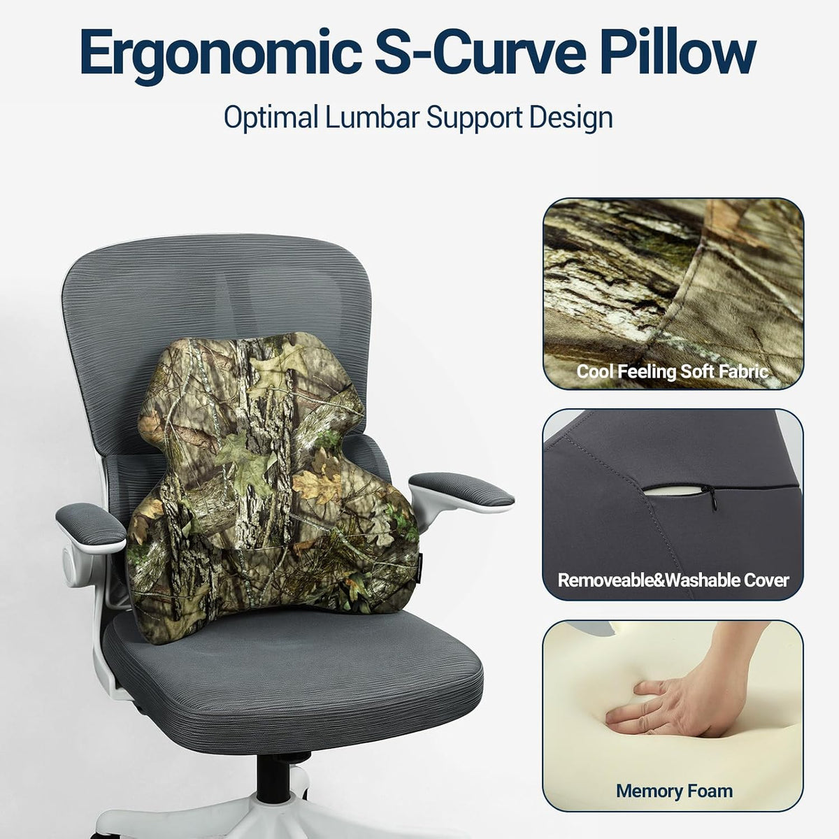 Season Guard Back Support Pillow, Lumbar Pain Relief Cushion for Office/Car