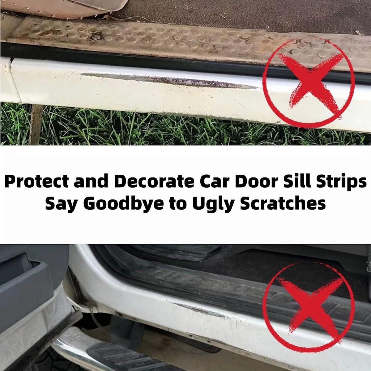 Door Sill Protector for F-250 Super Duty Car Accessories Car Door Entry Guard Sill Protector with Plastic Scraper Carbon Fiber Leather Threshold Stickers