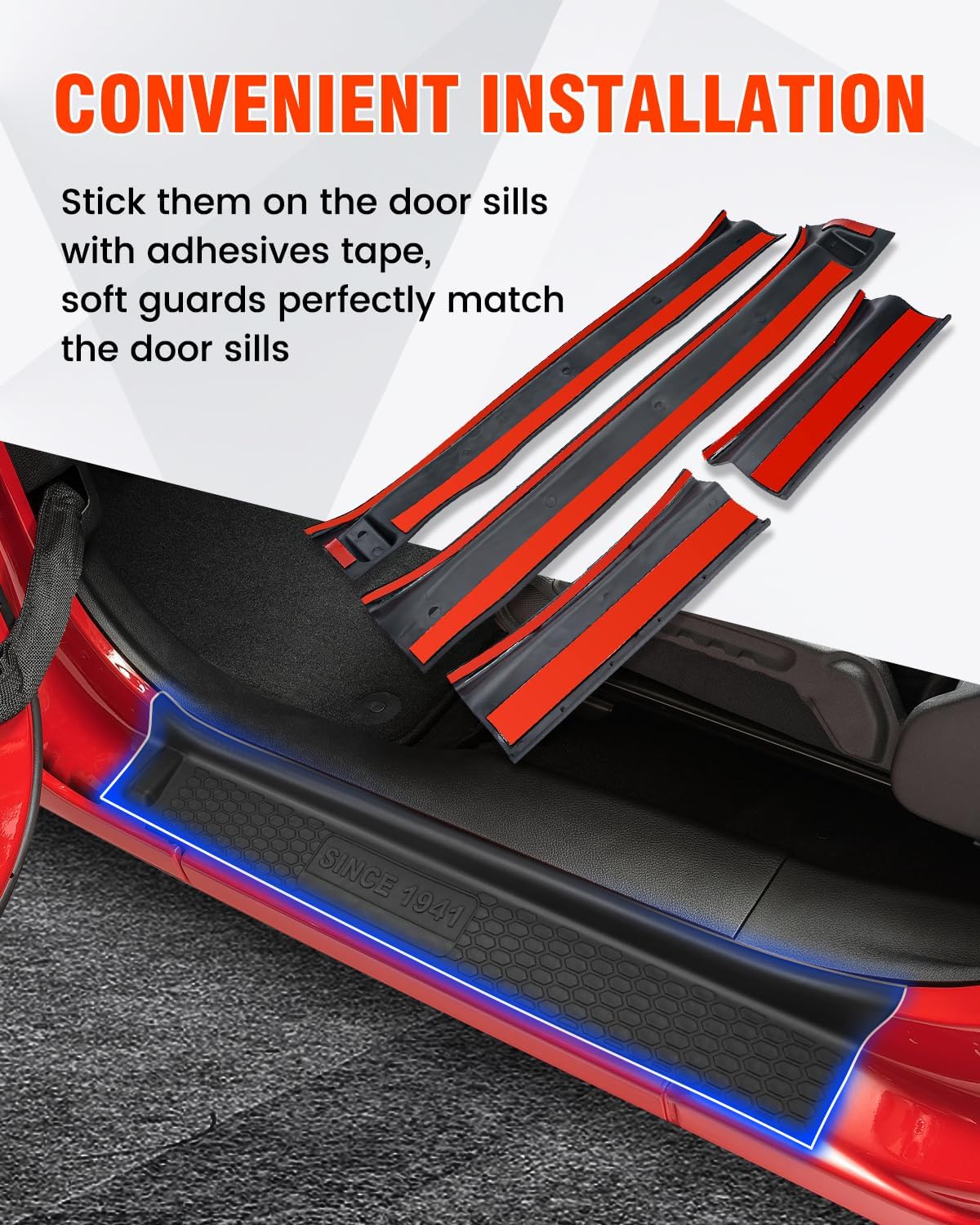 Door Sill Guards Kit Fits 2018-2026 Jeep Wrangler JL JLU Unlimited & JT