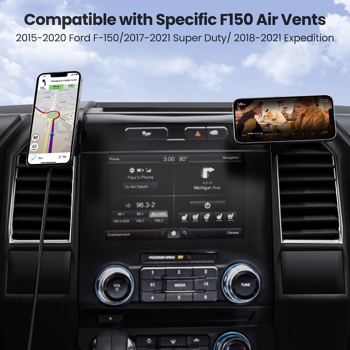 Wireless Charging Vent Magnetic Vent Phone Mount for 2015-2020 Ford F-150