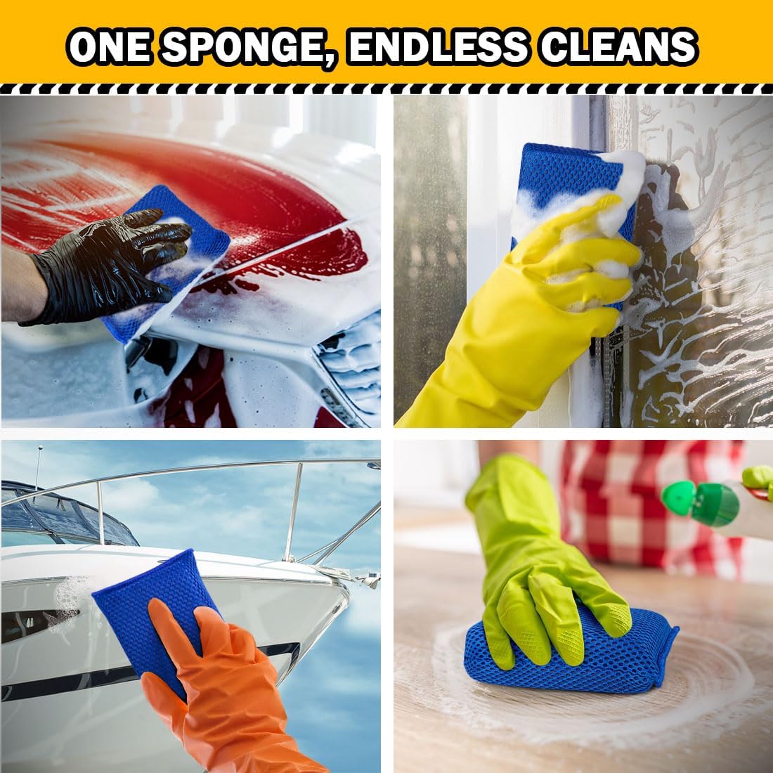 AIDEA Car Wash Sponge 6PK, Microfiber Large Bug and Tar Remover for Cars