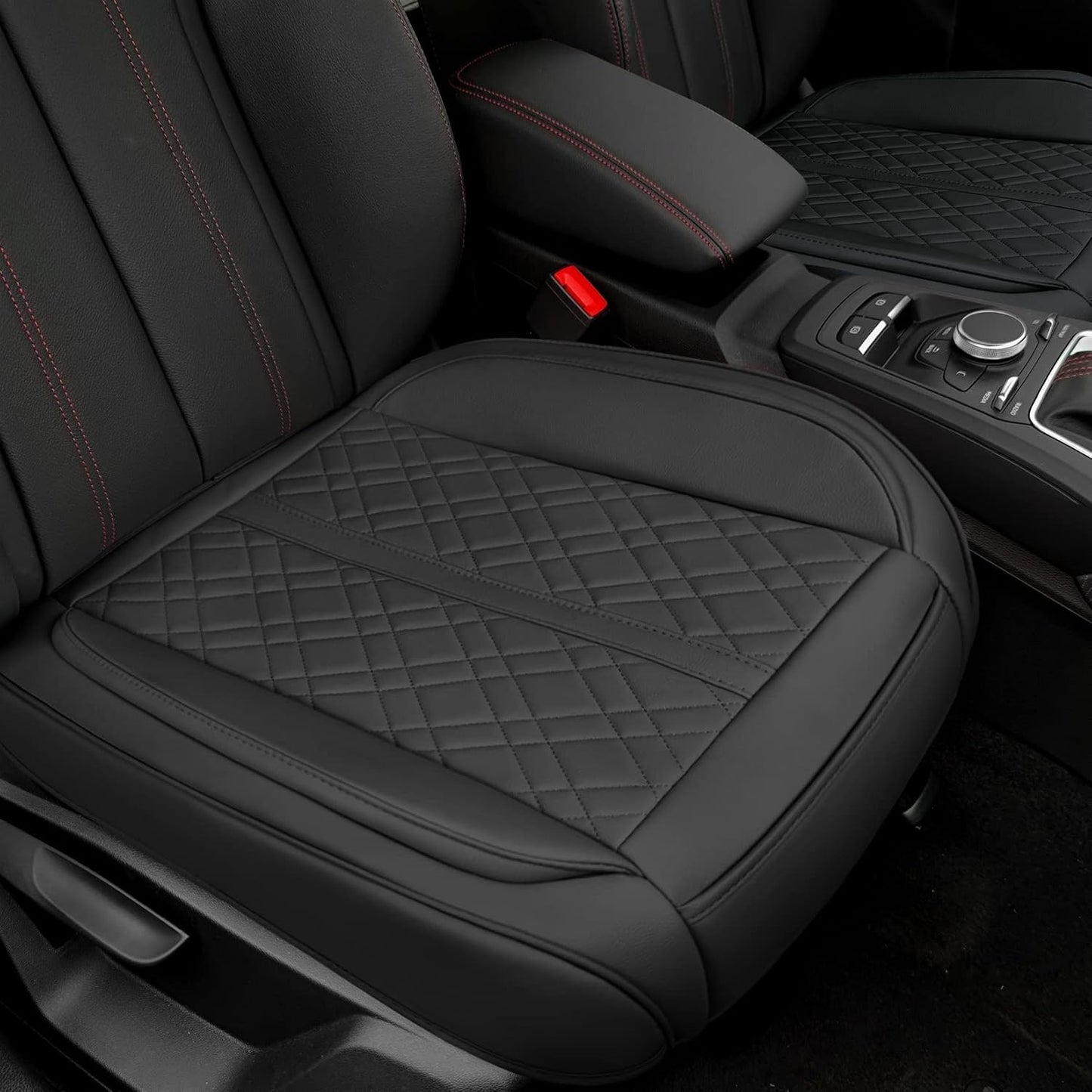 2 Pack Car Seat Cover for Front Car Seat Bottom,Premium PU Leather Seat Cushion Protector Upgraded Without Backrest with Storage Pocket,Full Wrapping Edge Works with Sedan SUV Pickup Minivan (Z BLACK)