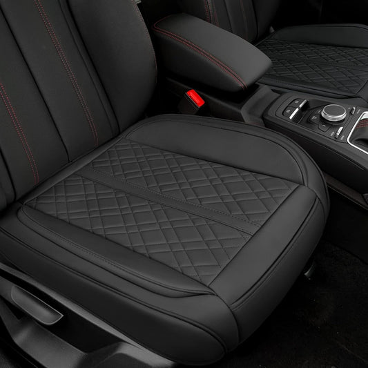 2 Pack Car Seat Cover for Front Car Seat Bottom,Premium PU Leather Seat Cushion Protector Upgraded Without Backrest with Storage Pocket,Full Wrapping Edge Works with Sedan SUV Pickup Minivan (Z BLACK)