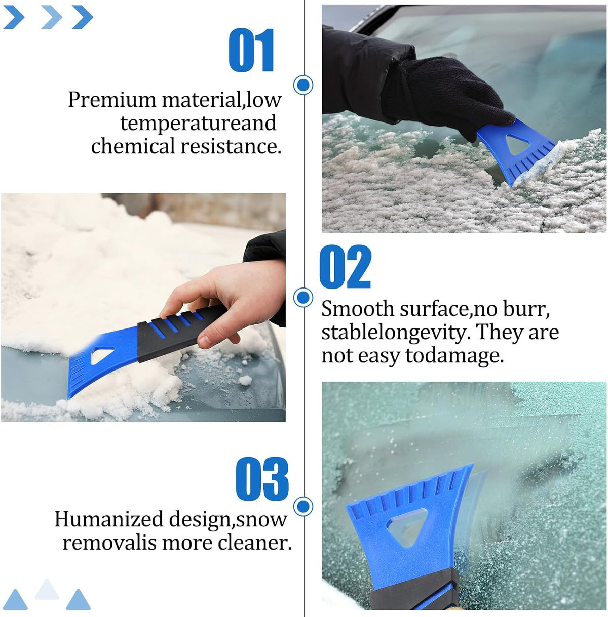 Frienda 48 Pcs Ice Scraper for Car Windshield Plastic Snow Frost Ice Removal Tools for Cars Trucks Window