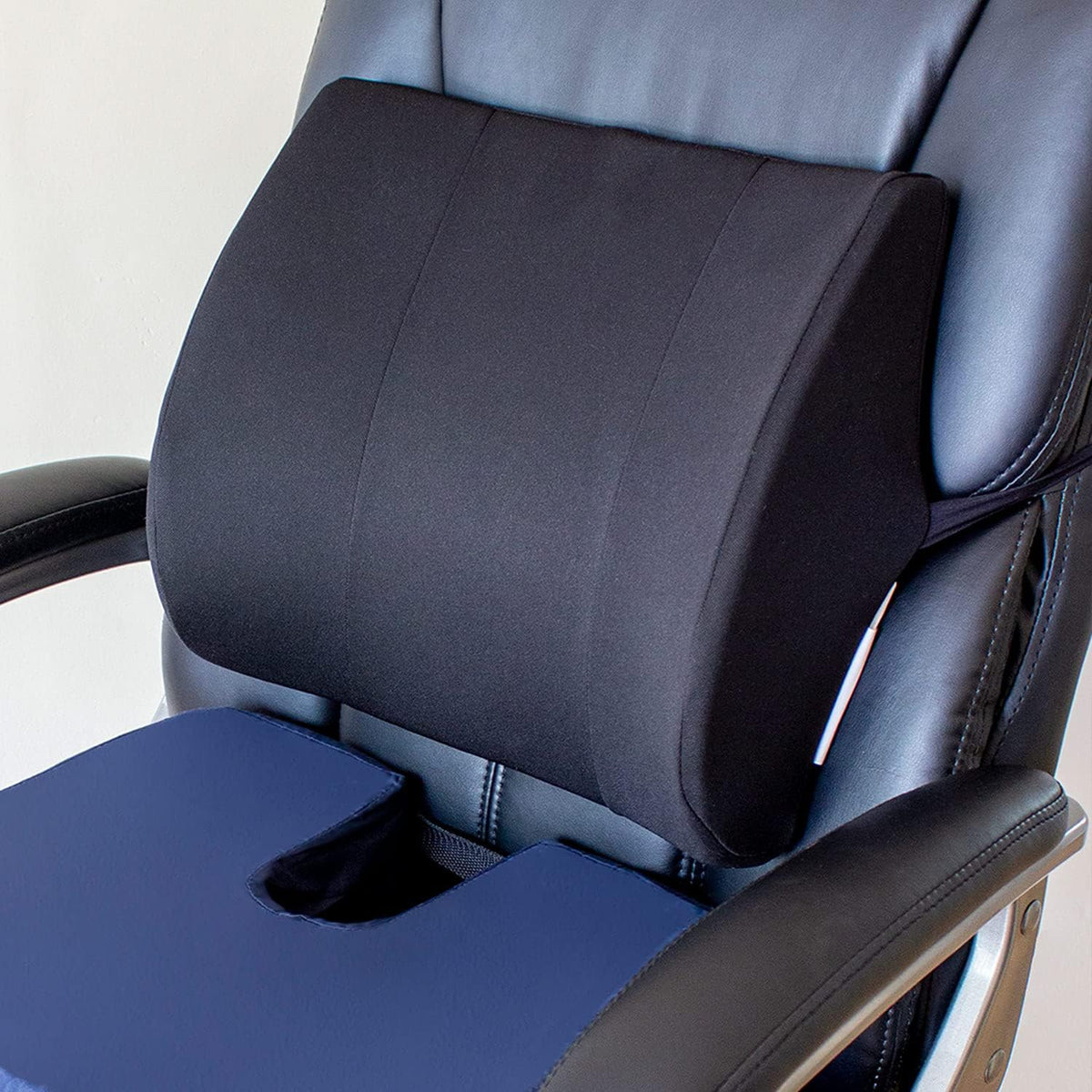 DMI Lumbar Pillow for Chair to Assist with Support with Removable Washable Cover to Ease Lower Back Pain and Discomfort while Improving Posture, 14 x 13 x 5, Contoured Foam, Premium, Black