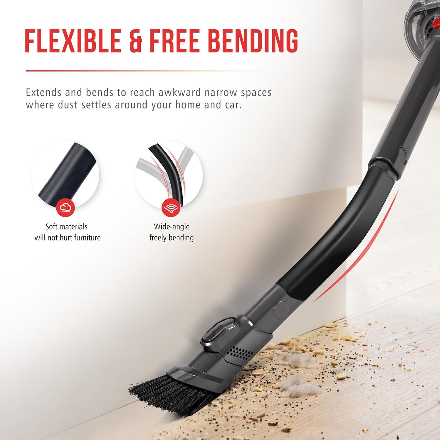 Extendable Flexible Crevice Tool Compatible with Dyson V7 V8 V10 V11 V12 V15 Gen5 Vacuum, Quick Release Slim Nozzle for Hard-to-Reach Gaps, Replacement Part 971433-01, Home & Car Cleaning Attachment
