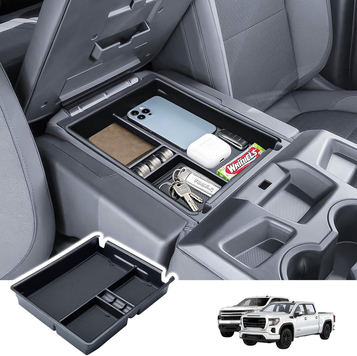 Center Console Organizer Tray for 2019-2026 Chevy Silverado/GMC Sierra