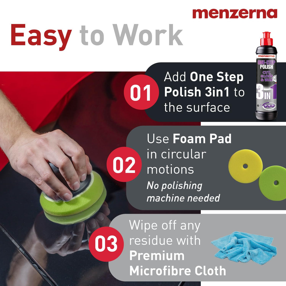 menzerna One-Step Polish 3in1 I Medium Cut I High Gloss Finish & Seal