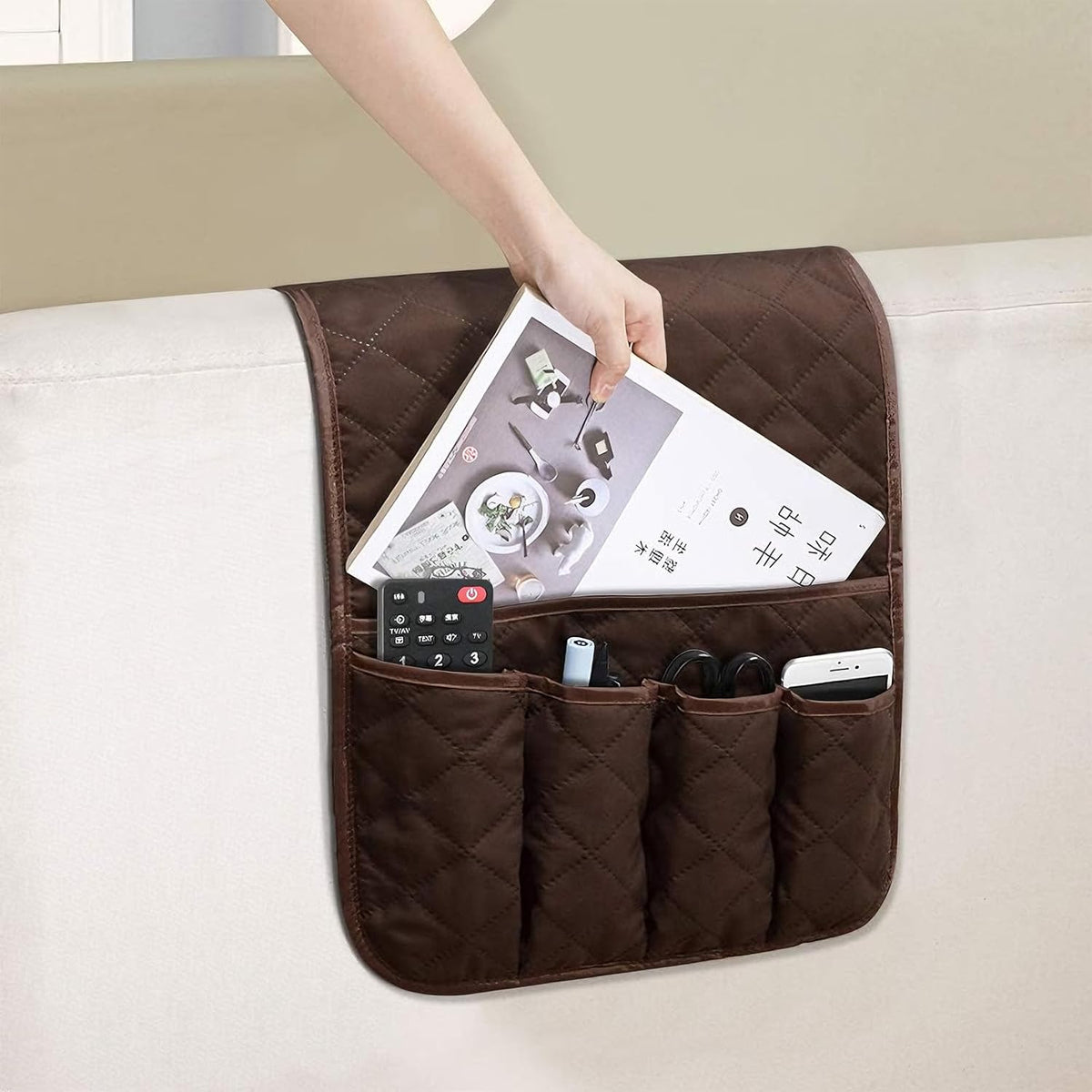 Armchair Caddy for Recliner, Non Slip Sofa Arm Organizer, Coffee