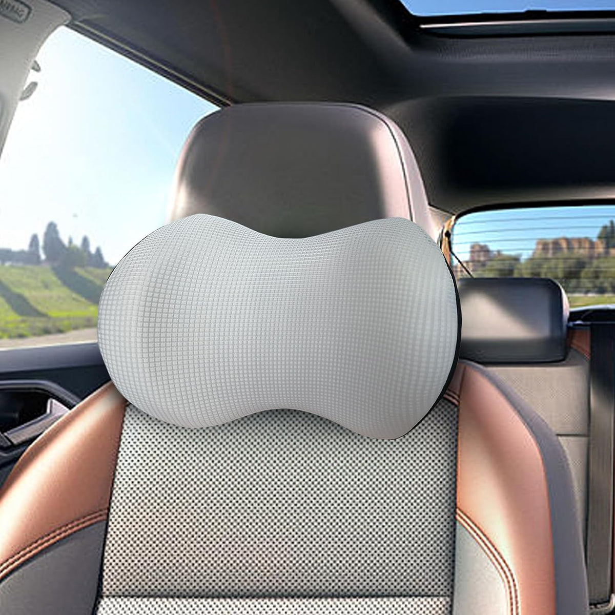 SPRFUFLY Make Relaxing Car Headrest Pillow, Car Pillow for Driving with Adjustable Strap, Breathable Removable Cover & Ergonomic Design - Softness Travel Car Neck Support Pillow(Black, 1PC)