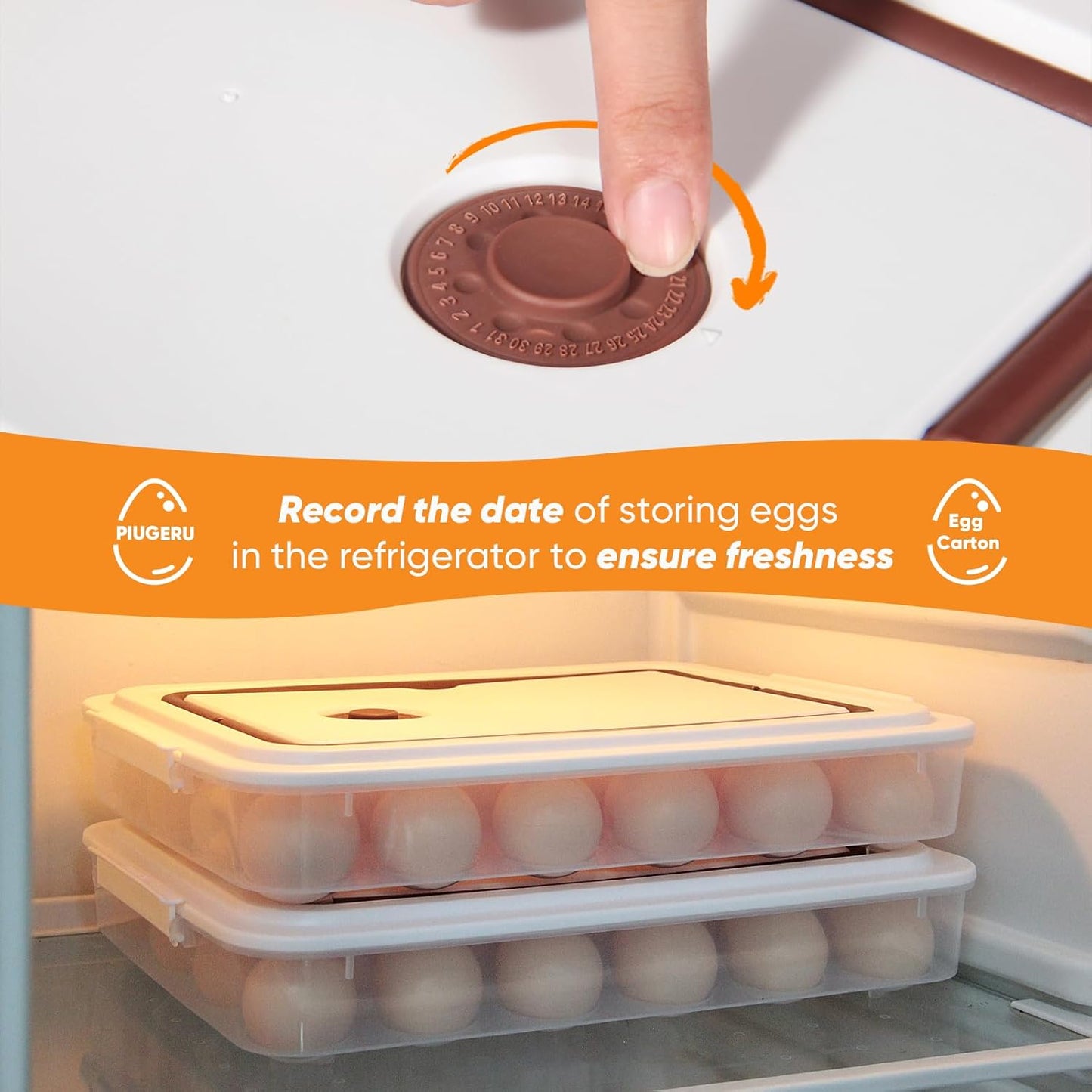 Deviled Egg Containers with Lid, (Set of 2), Plastic Tray Carrier with Handle, Holds Up to 48, Clear Storage Platter for Devil Egg, Portable Fridge Stackable Platter Holder