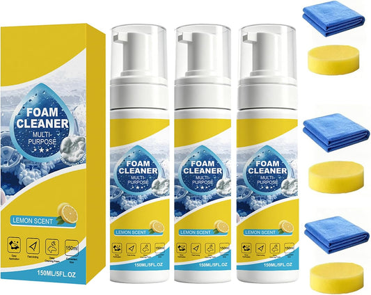4-in-1 Multi-Enzyme Foam Cleaner, New Foam No-Rinse Multi Purpose Cleaner, Deep Cleaning Spray for Car Interior, Kitchen Grease, Bathroom Tiles, Sofa Upholstery(2PC)