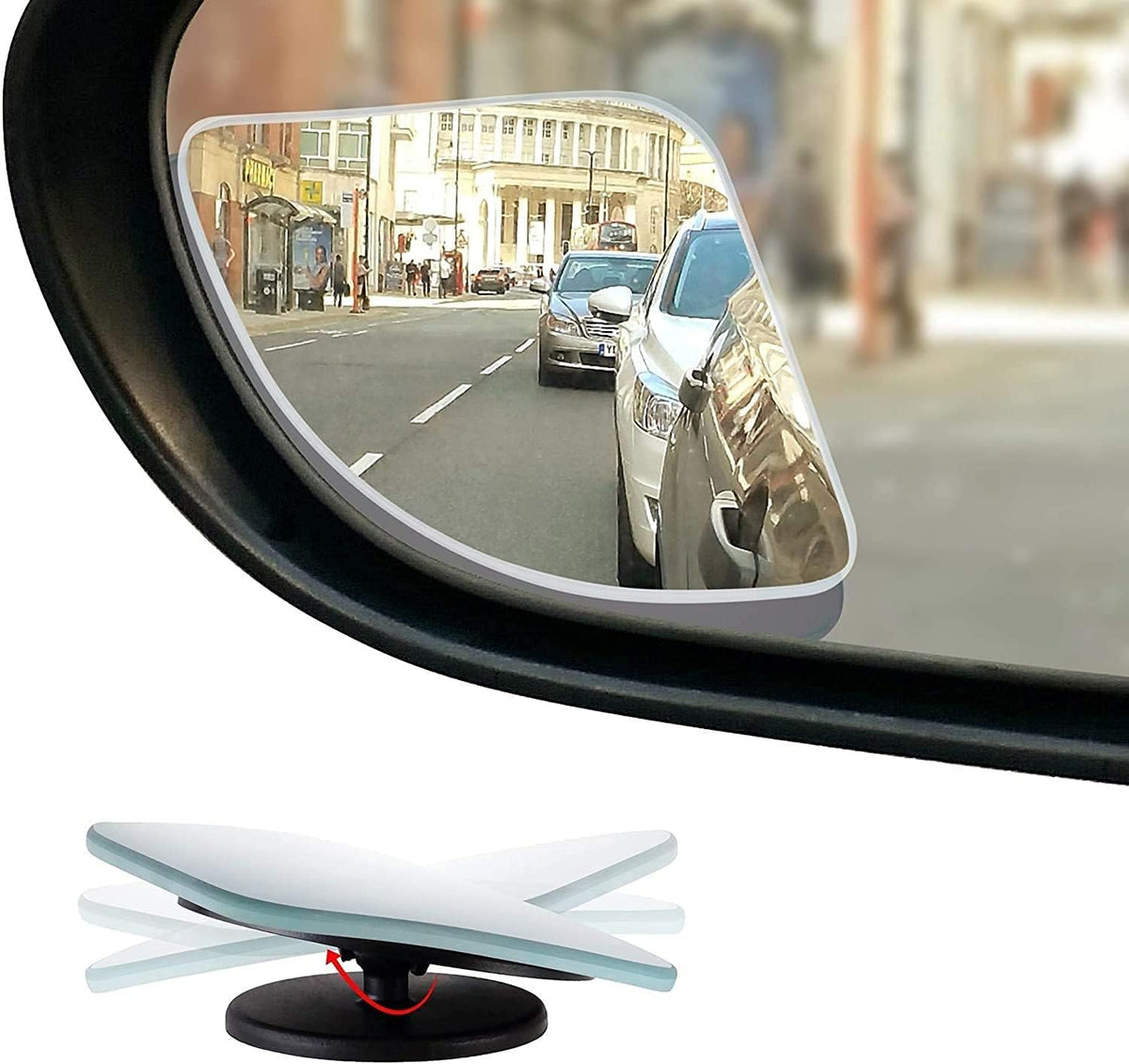 Verivue 3.5-Inch Rectangular Blind Spot Mirrors for Cars, Universal Fit, HD Convex Wide Angle, Stick-On Frameless Design, Adjustable Blindspot Mirror for Car Side Mirrors, 2-Pack