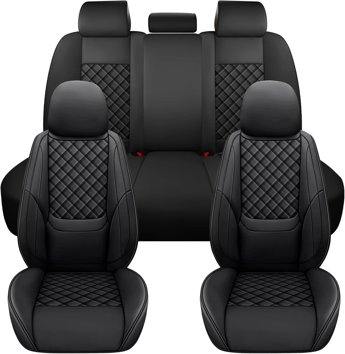 Full Coverage Black Leather Car Seat Covers Full Set
